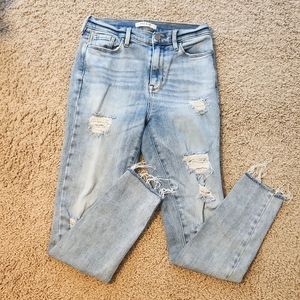 Pacsun High Rise Ripped Jeggings Light Blue Wash Size 25'